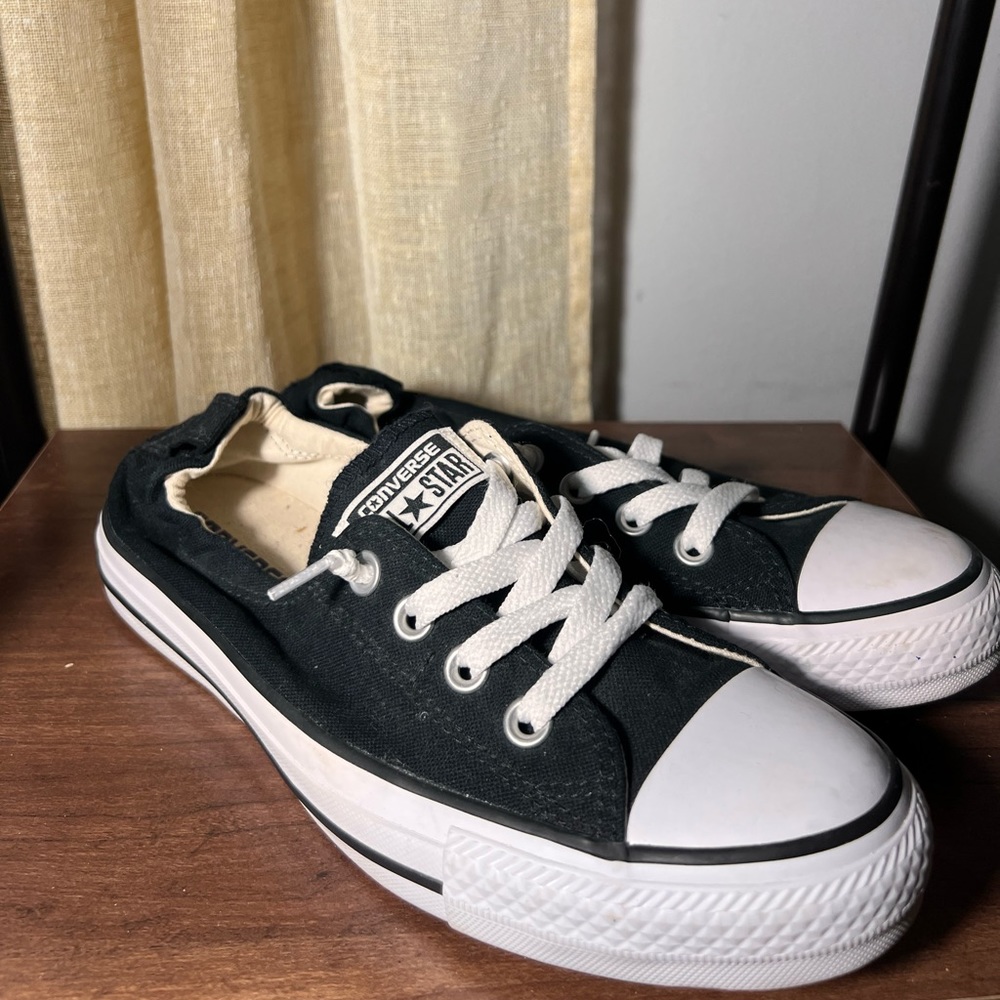 Converse Women’s  Shoreline Black Canvas Sneakers Stretch Heel Shoes